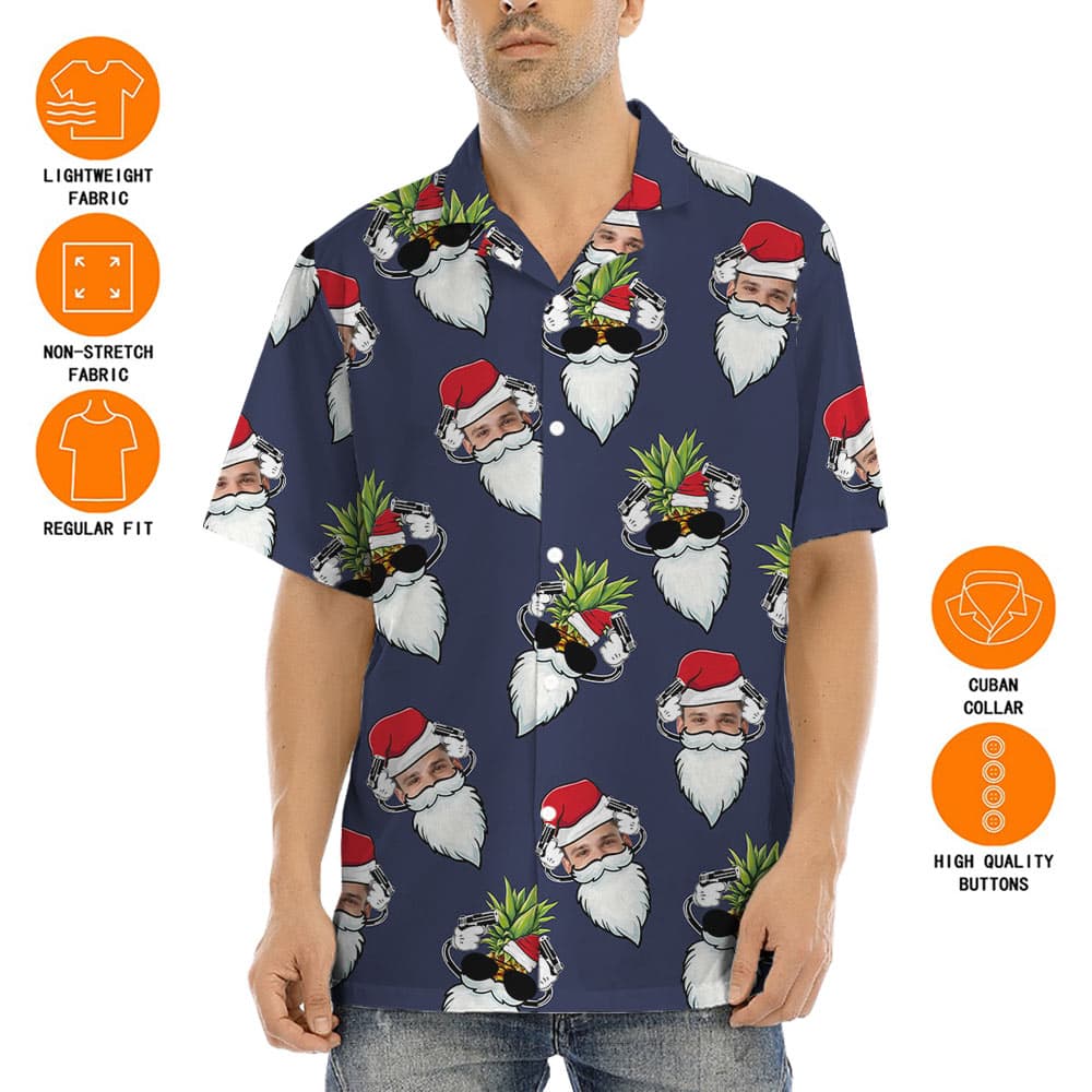Custom Face Pineapple Santa Hawaiian Shirt