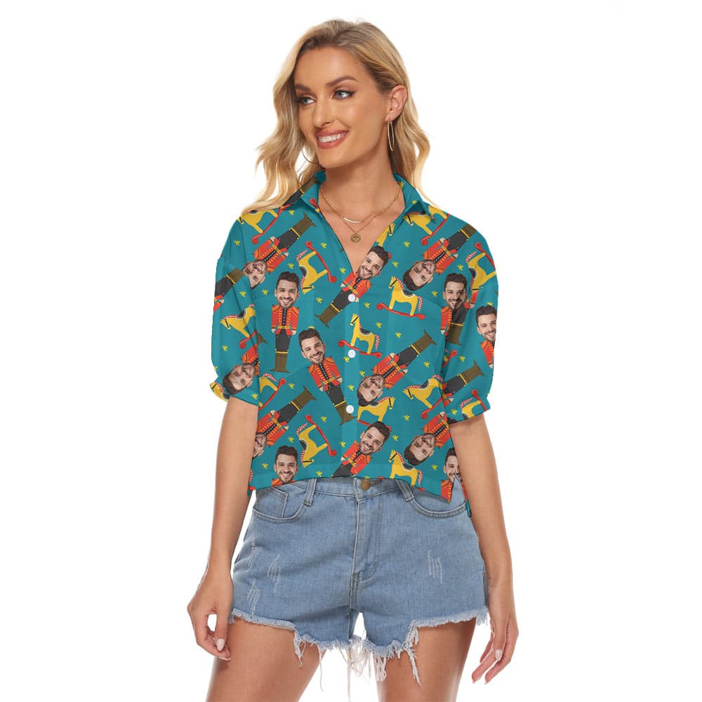 Cute Custom Face Nutcracker Christmas Crop Top Shirt