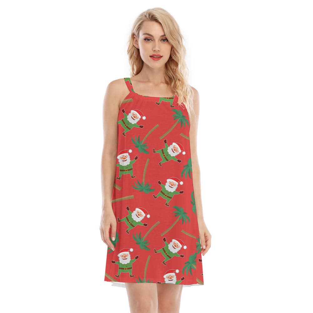 Cute Santa Claus Palm Tree Cami Dress
