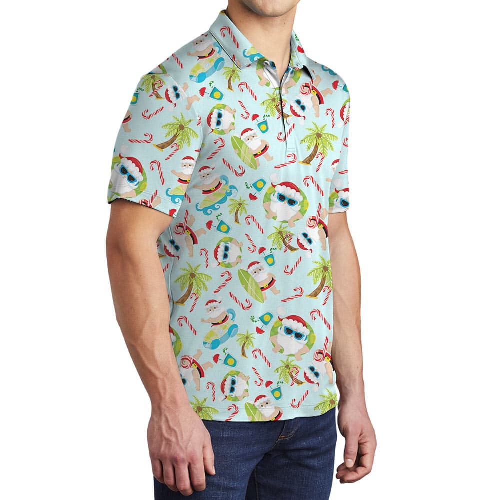 Cute Santa Claus Summer Tropical Polo Shirt
