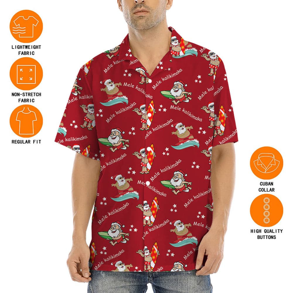 Cute Santa Surfing Hawaiian Shirt