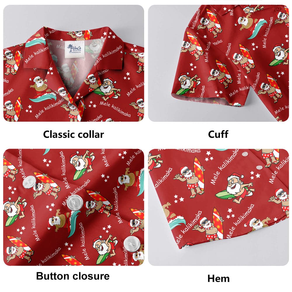 Cute Santa Surfing Hawaiian Shirt
