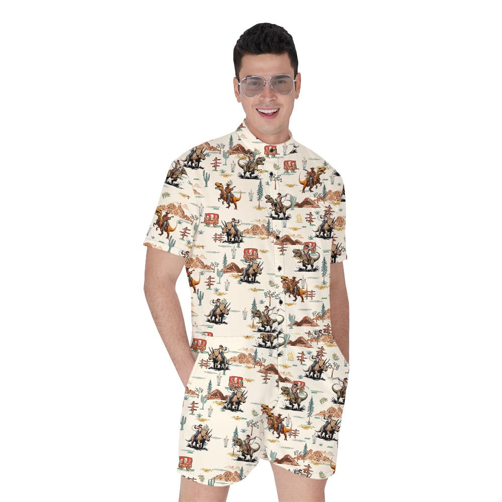Dinsaur Cowboy Vintage Hawaiian Romper