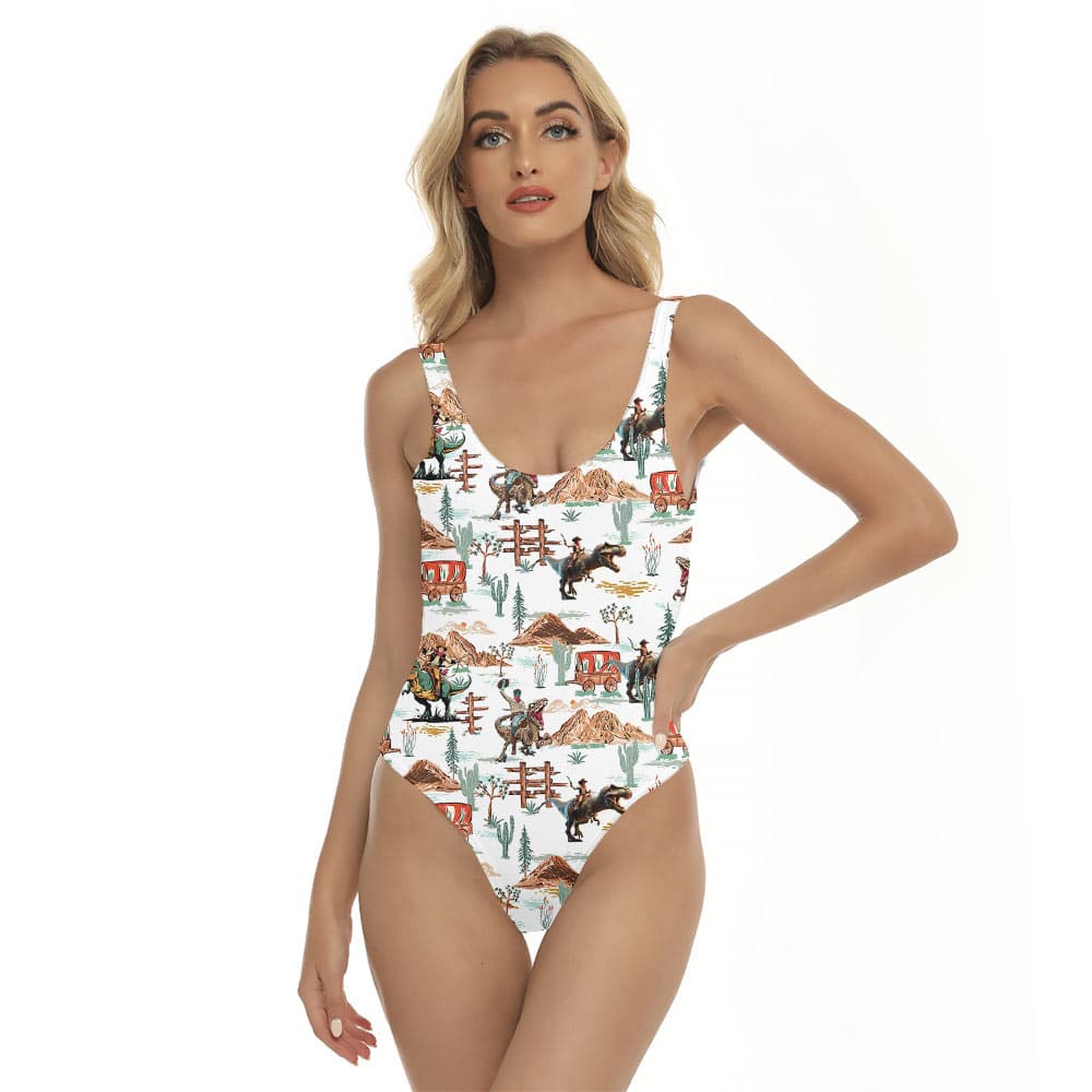 Funny Cowboy Dinosaur Hawaiian Swimsuit