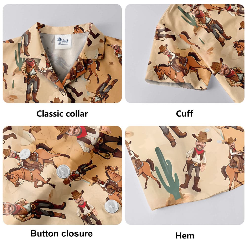 Funny Custom Face Cowboy Hawaiian Shirt