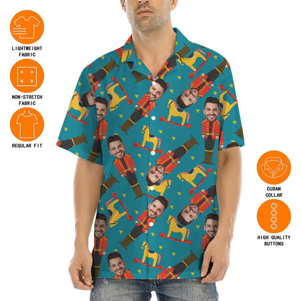 Funny Custom Face Nutcracker Christmas Hawaiian Shirt