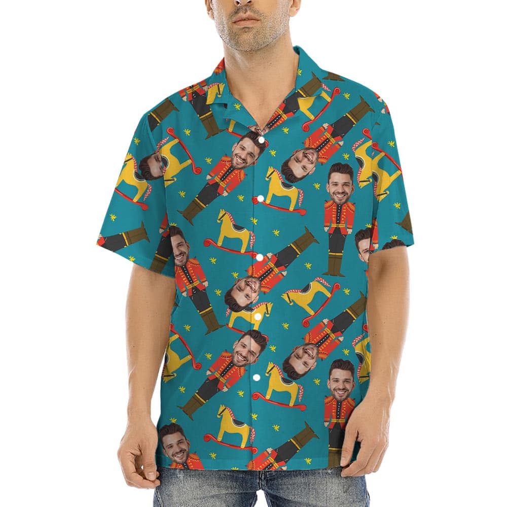 Funny Custom Face Nutcracker Christmas Hawaiian Shirt (3)