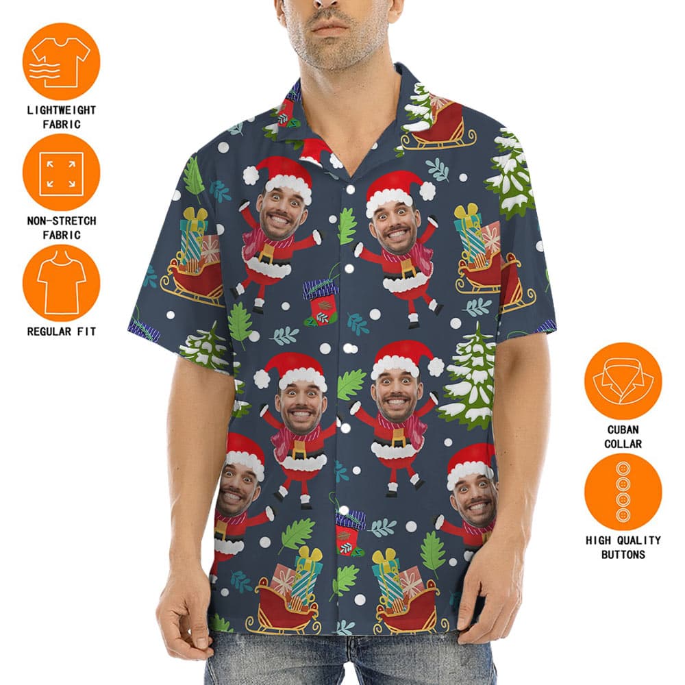 Funny Custom Face Santa Hawaiian Shirt