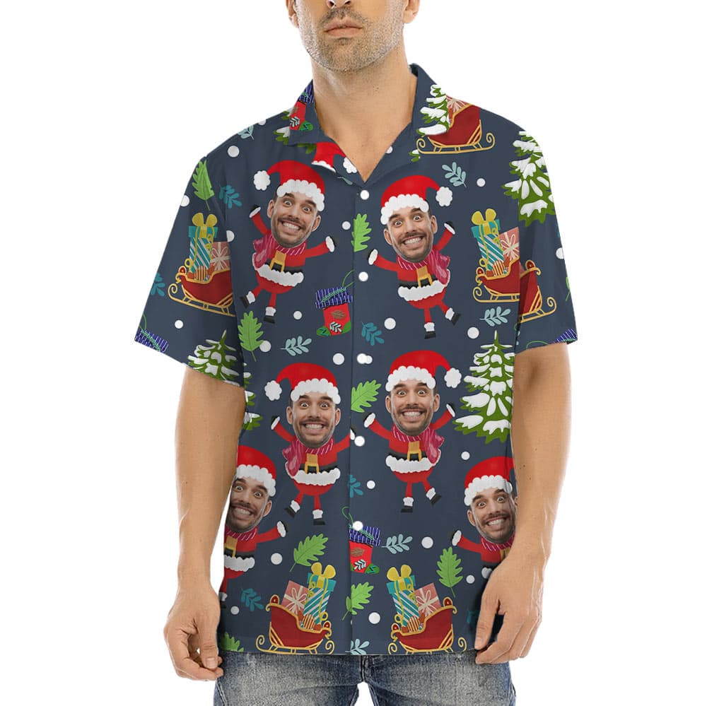 Funny Custom Face Santa Hawaiian Shirt (6)