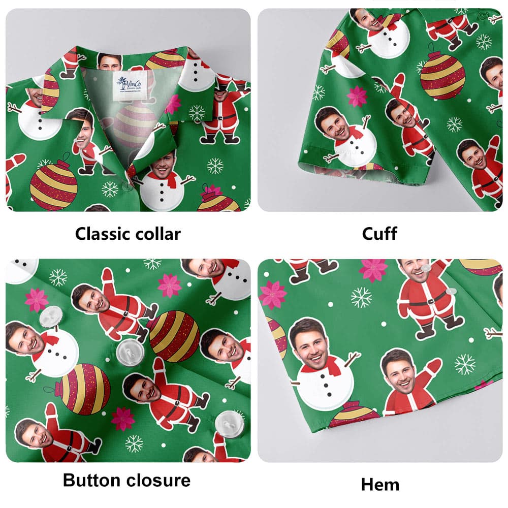 Funny Custom Face Santa Snowman Hawaiian Shirt