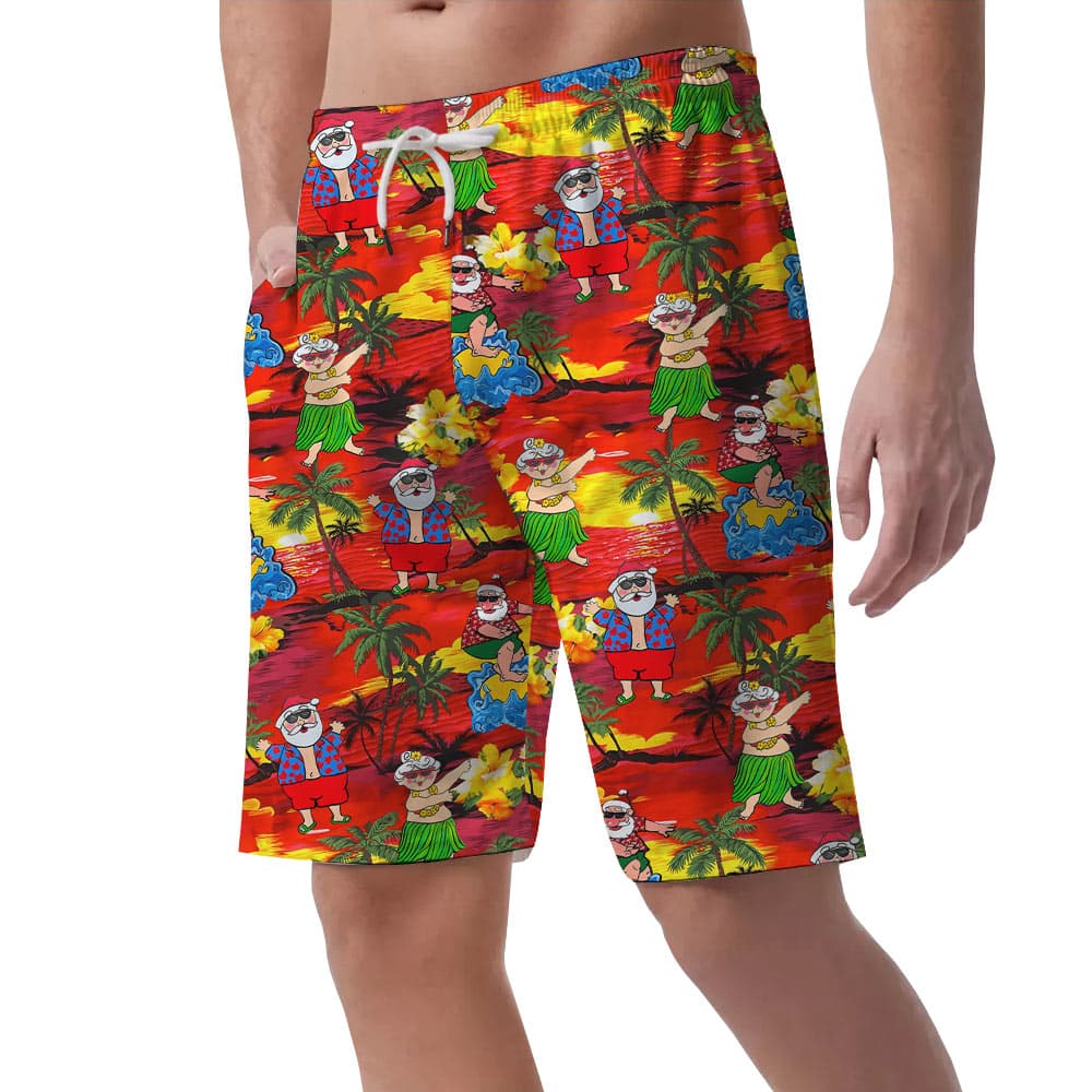 Funny Santa Tropical Sunset Beach Men's Shorts