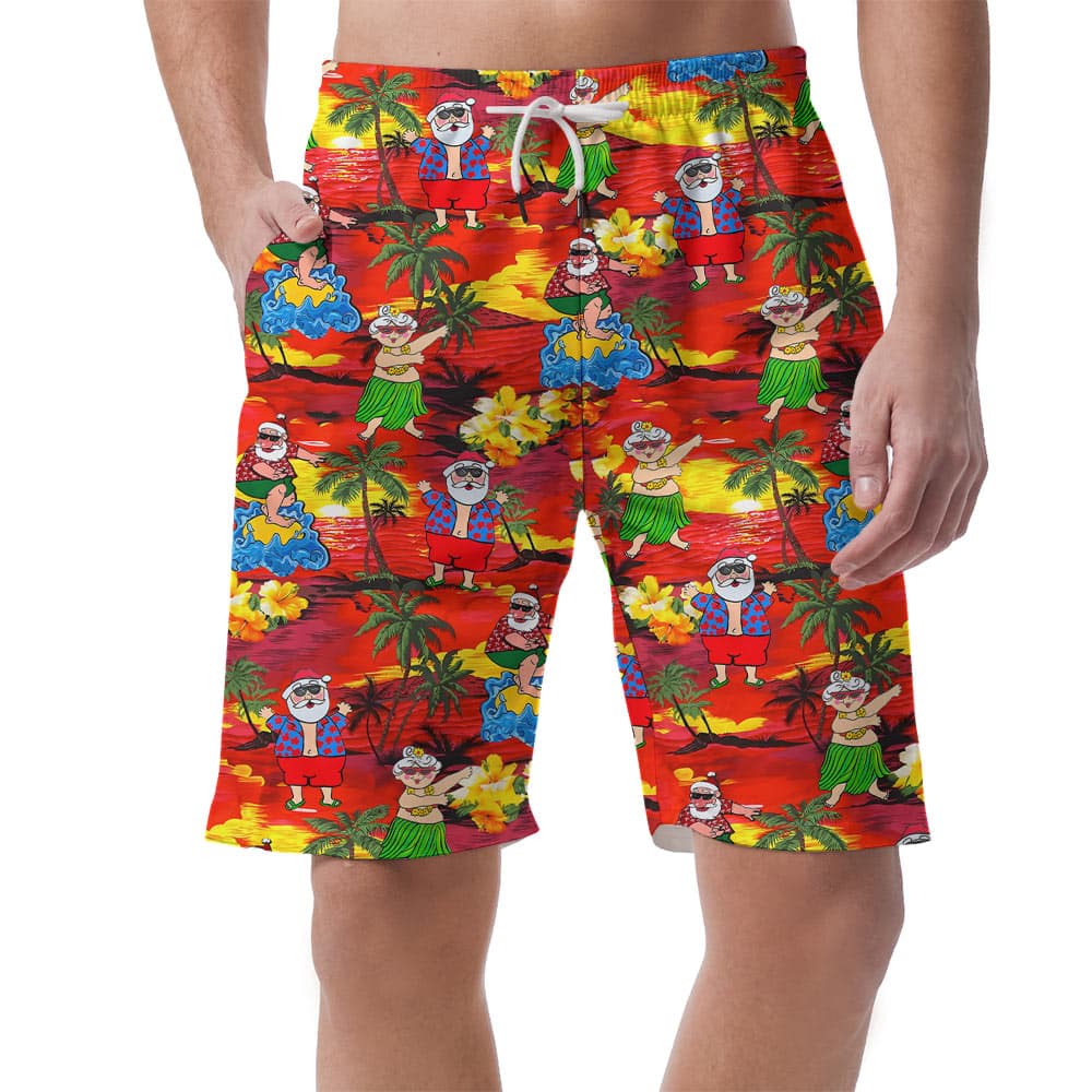 Funny Santa Tropical Sunset Beach Men's Shorts