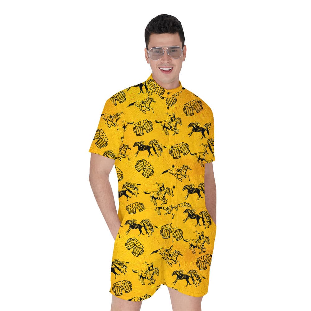 Horse Racing And Beer Hawaiian Romper