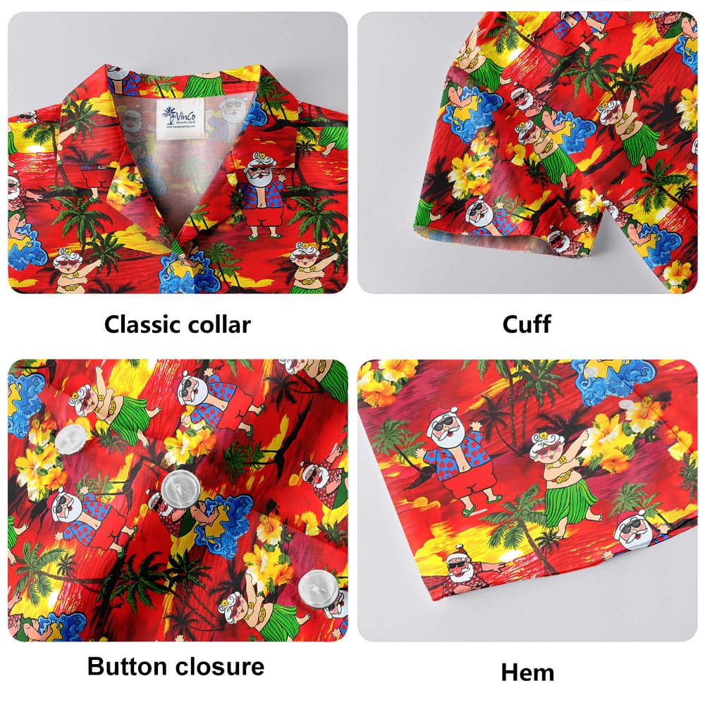 Hula Santa Sunset Beach Tropical Hawaiian Shirt