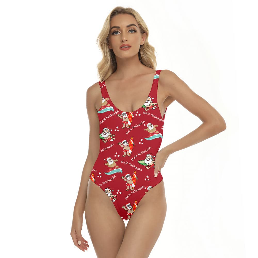 Mele Kalikimaka Santa Surfing Swimsuit