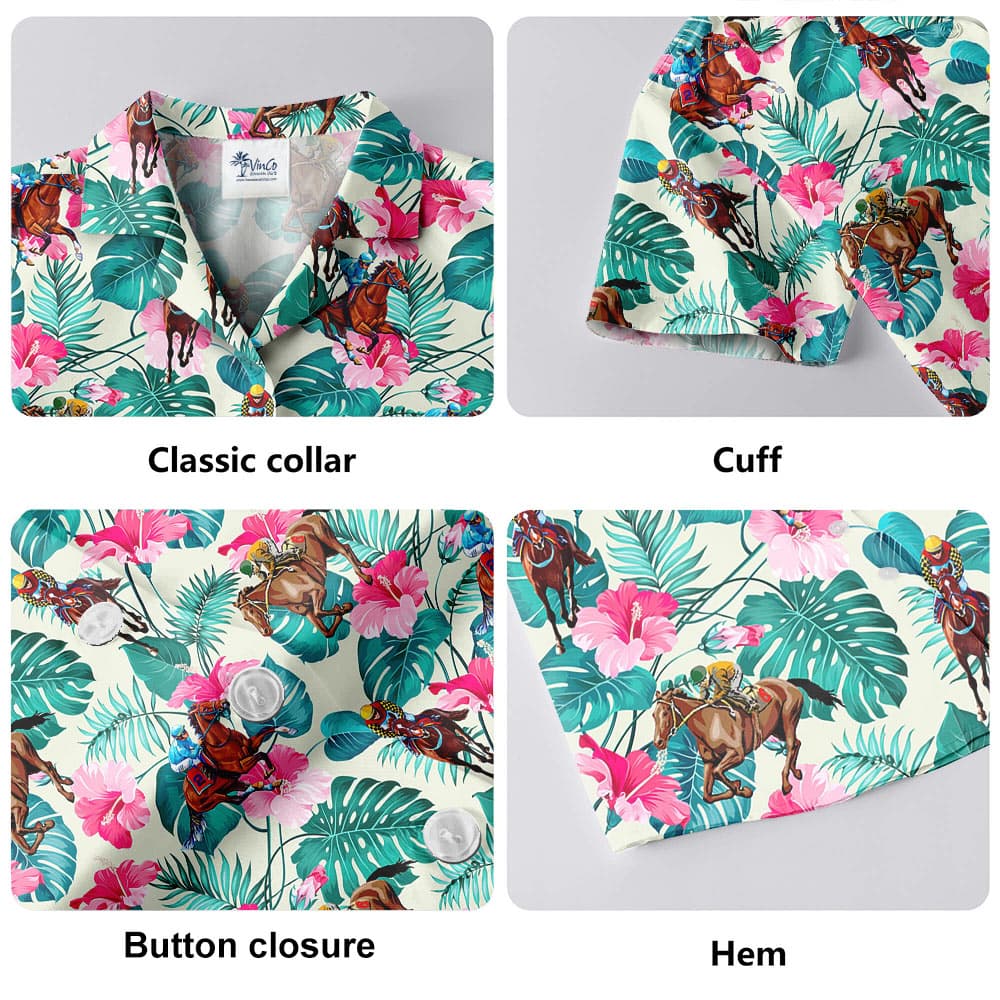 Racing Horse Floral Hawaiian Shirt