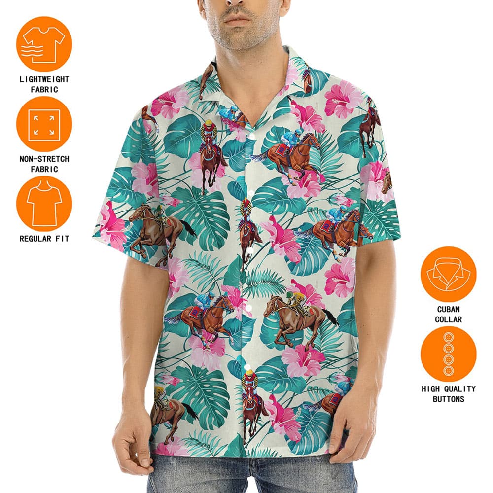 Racing Horse Floral Hawaiian Shirt