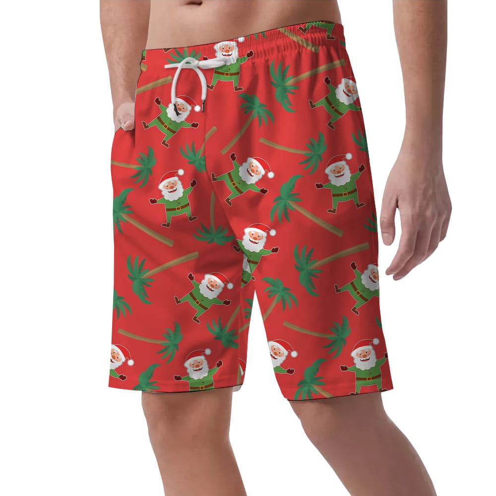 Santa Claus Tropical Palm Tree Hawaiian Beach Shorts