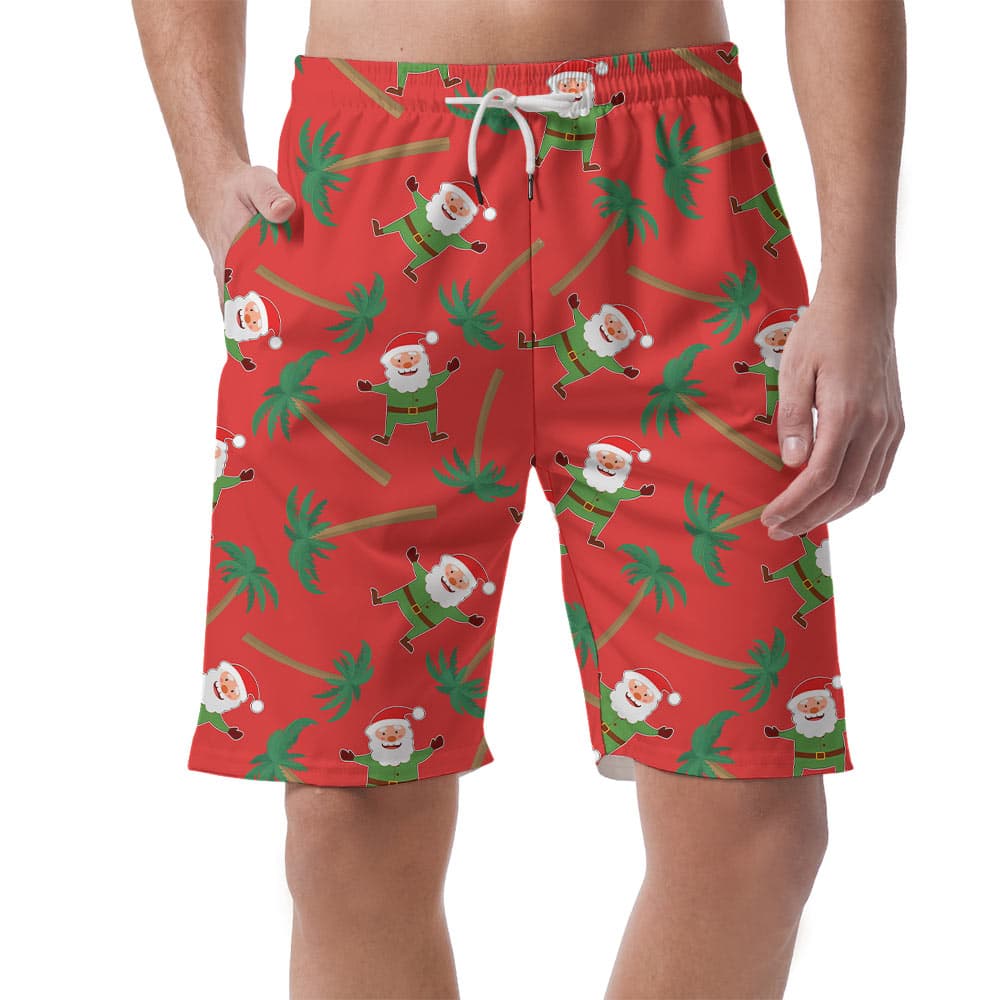 Santa Claus Tropical Palm Tree Hawaiian Beach Shorts