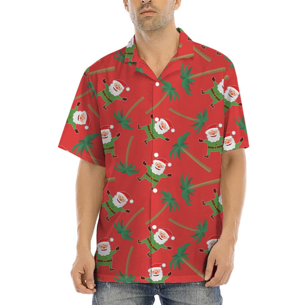 Santa Claus Tropical Palm Tree Hawaiian Shirt (2)