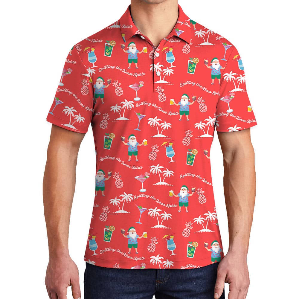 Spilling The Christmas Spirits Hawaiian Polo Shirt