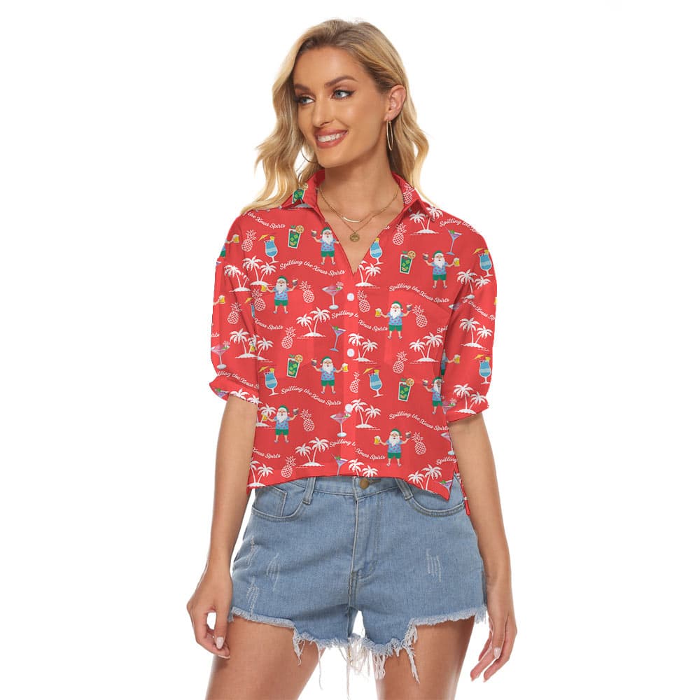 Spilling The Christmas Spirits Red Crop Top Shirt