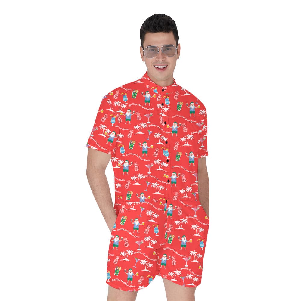 Spilling The Xmas Spirits Red Men's Romper