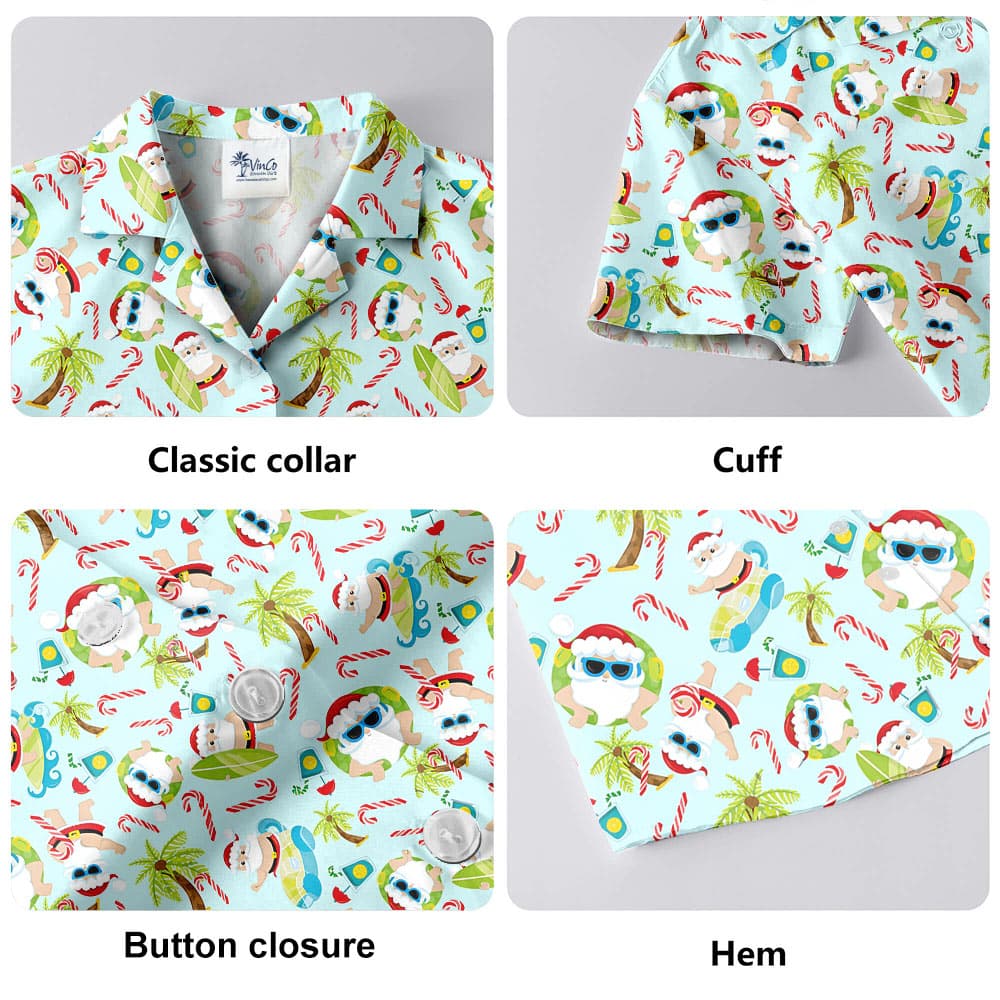 Summer Santa Christmas Candy Cane Hawaiian Shirt