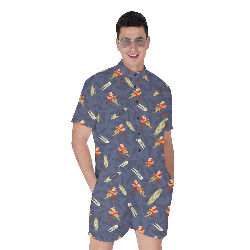 Summer Santa Claus Navy Men's Romper