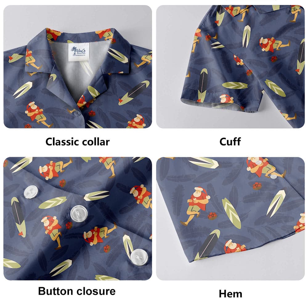 Summer Santa With Surfing Board Hawaiian Shirt