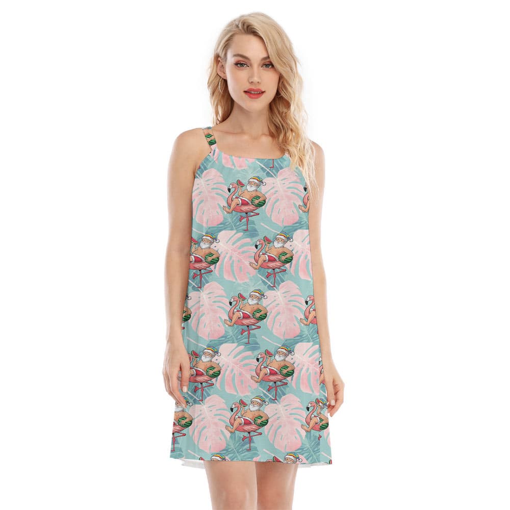 Tropical Flamingo Summer Santa Cami Dress