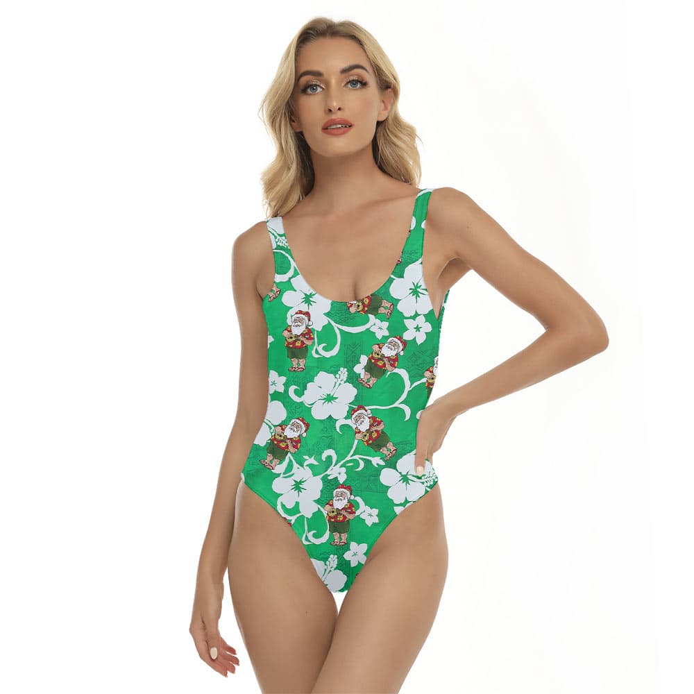 Vintage Santa Claus With Ukulele Christmas Swimsuit