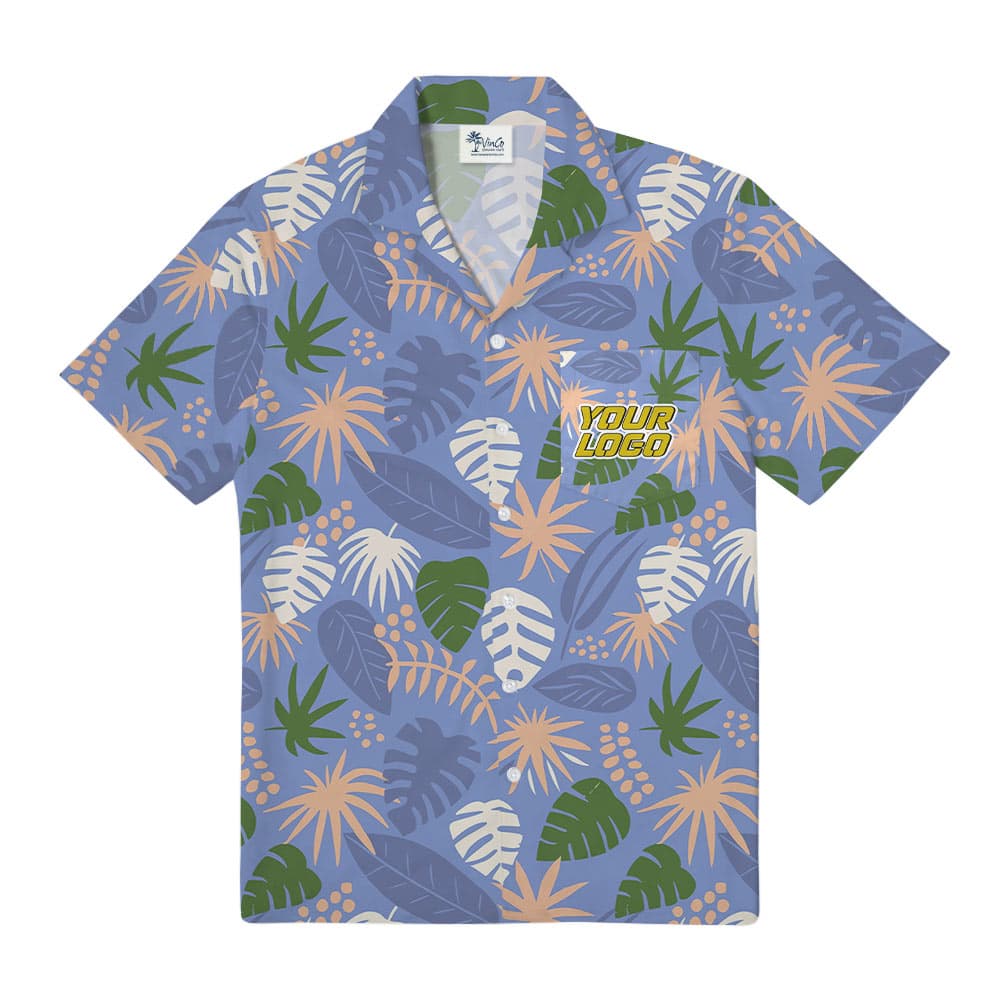 Custom Company Logo Purple Pocket Hawaiian Shirt