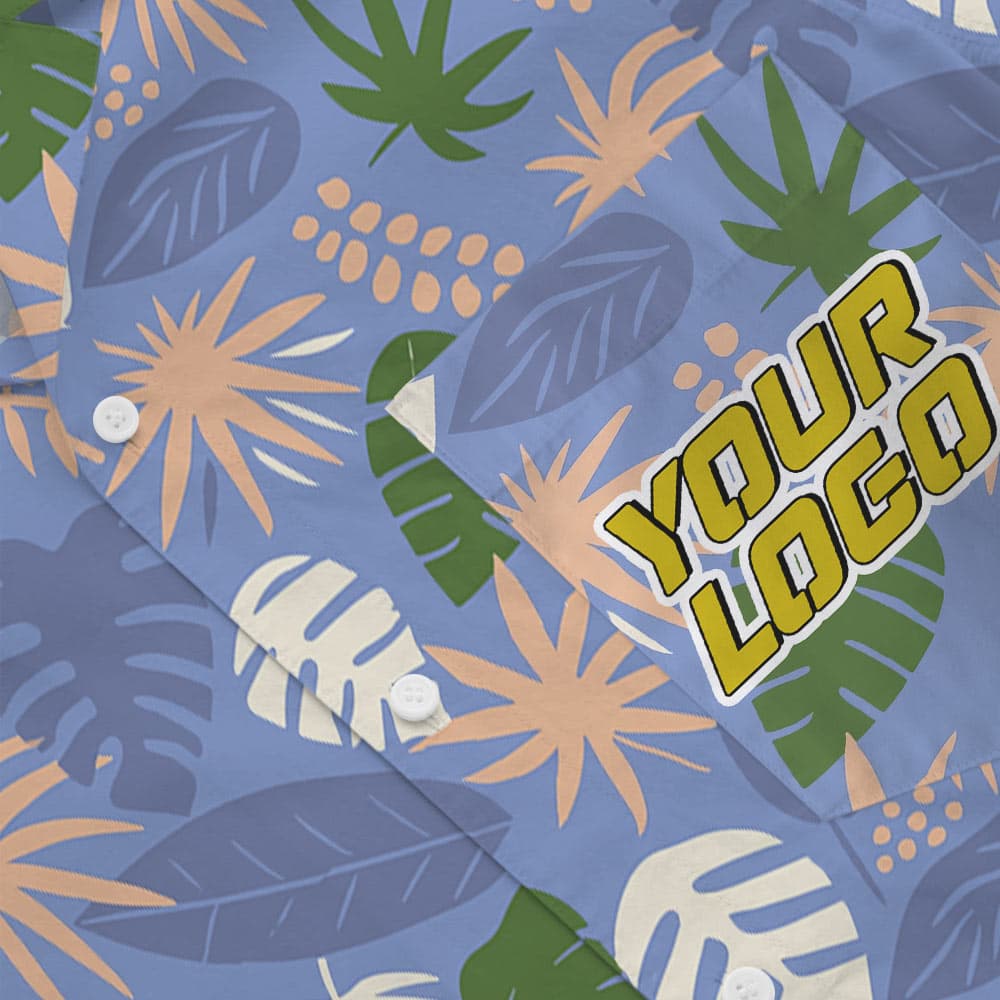 Custom Company Logo Purple Pocket Hawaiian Shirt