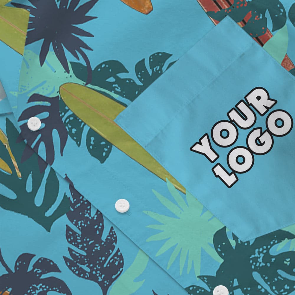 Custom Company Logo Tropical Pocket Hawaiian Shirt