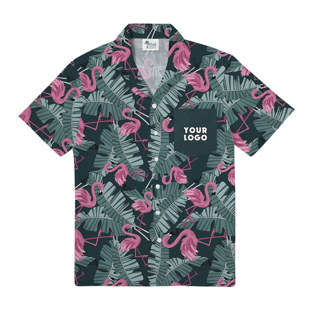 Custom Logo Pocket Flamingo Hawaiian Shirt