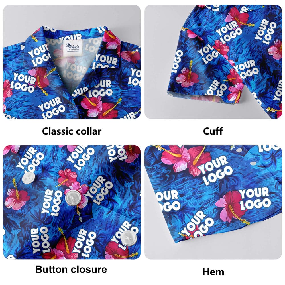 Custom Hibiscus Navy Hawaiian Shirt With Face And Logo