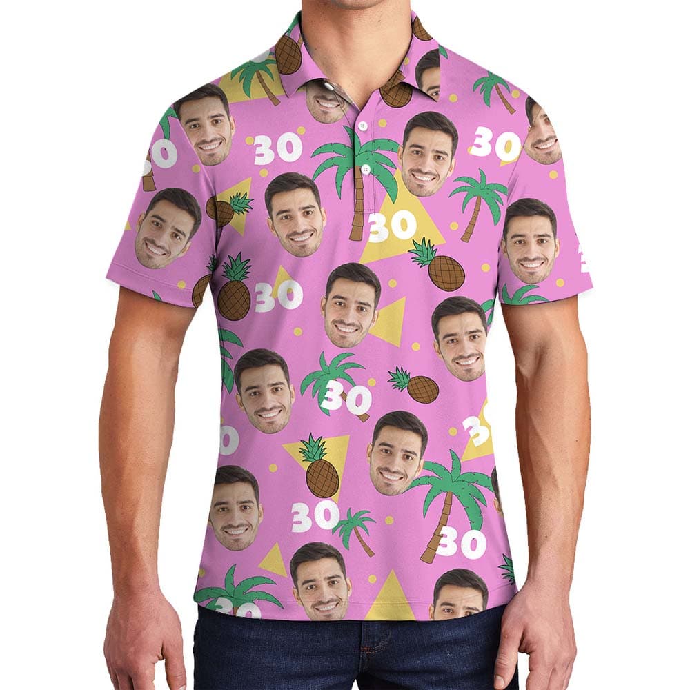 Birthday Men and Women Polo Shirt With Custom Face And Age