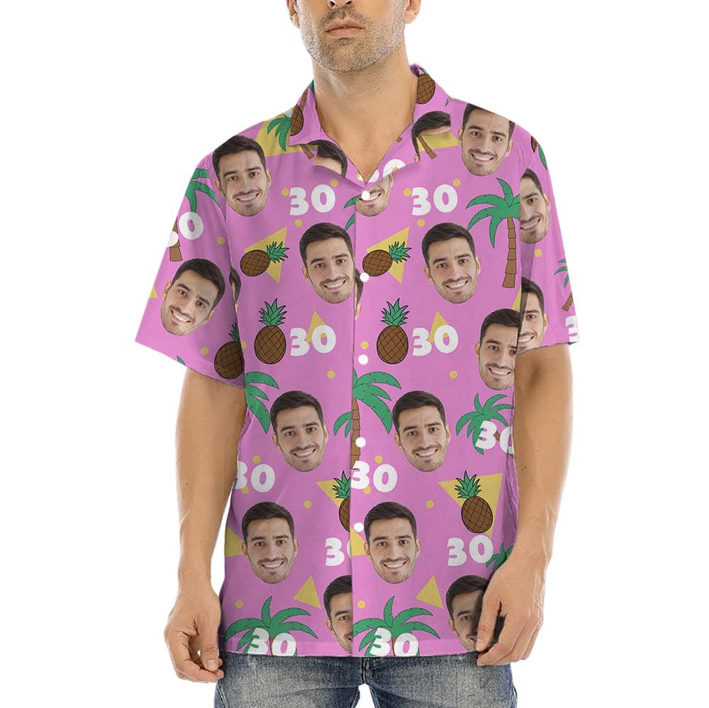 Birthday Pink Hawaiian Shirt With Face5