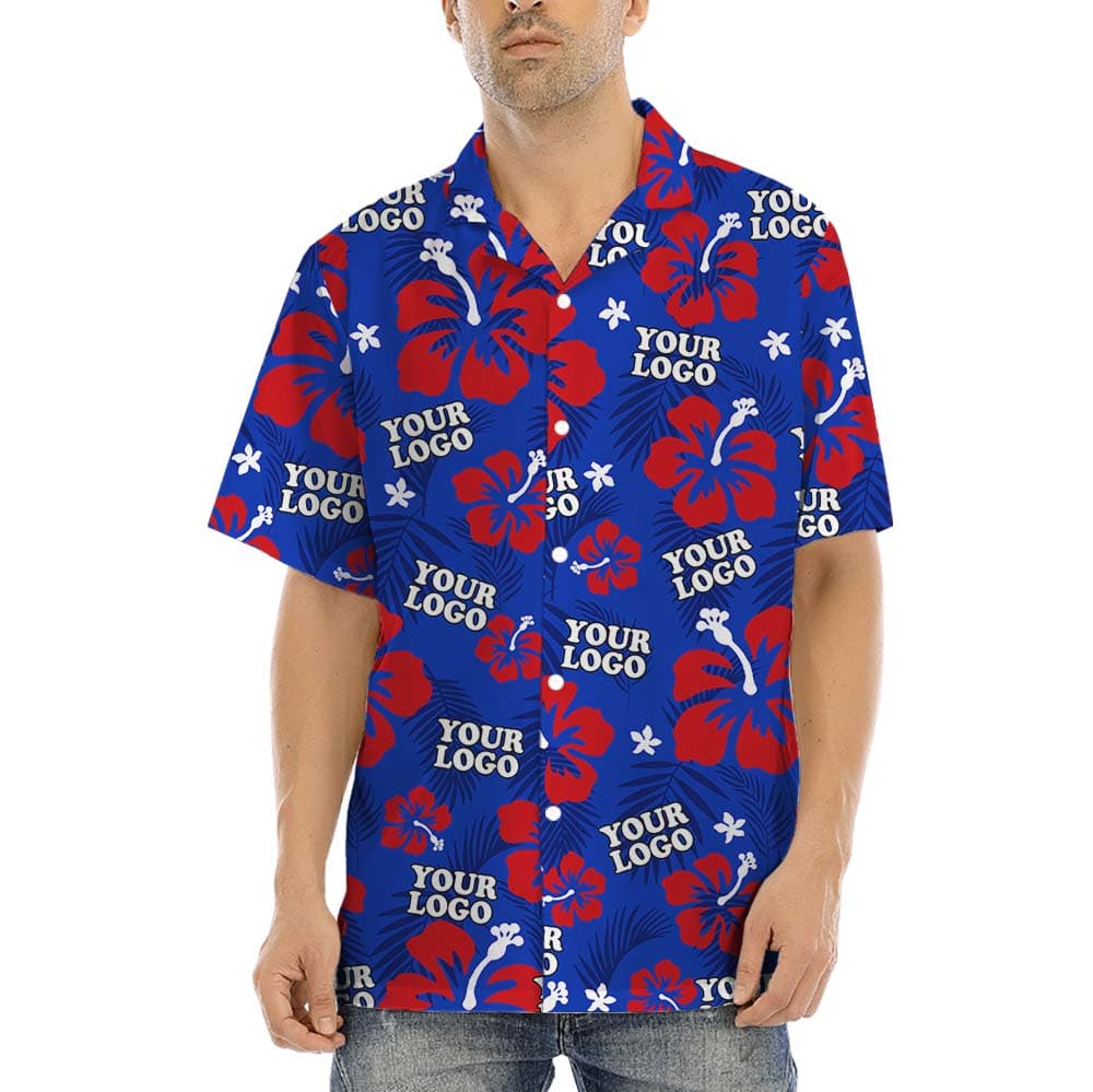 Hibiscus Button Up Shirt With Custom Logo Or Photo