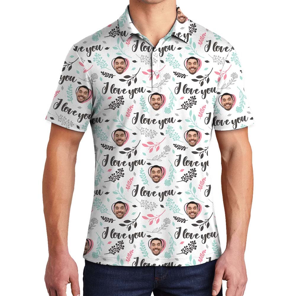 Personalized Face Valentine Couple Polo Shirt