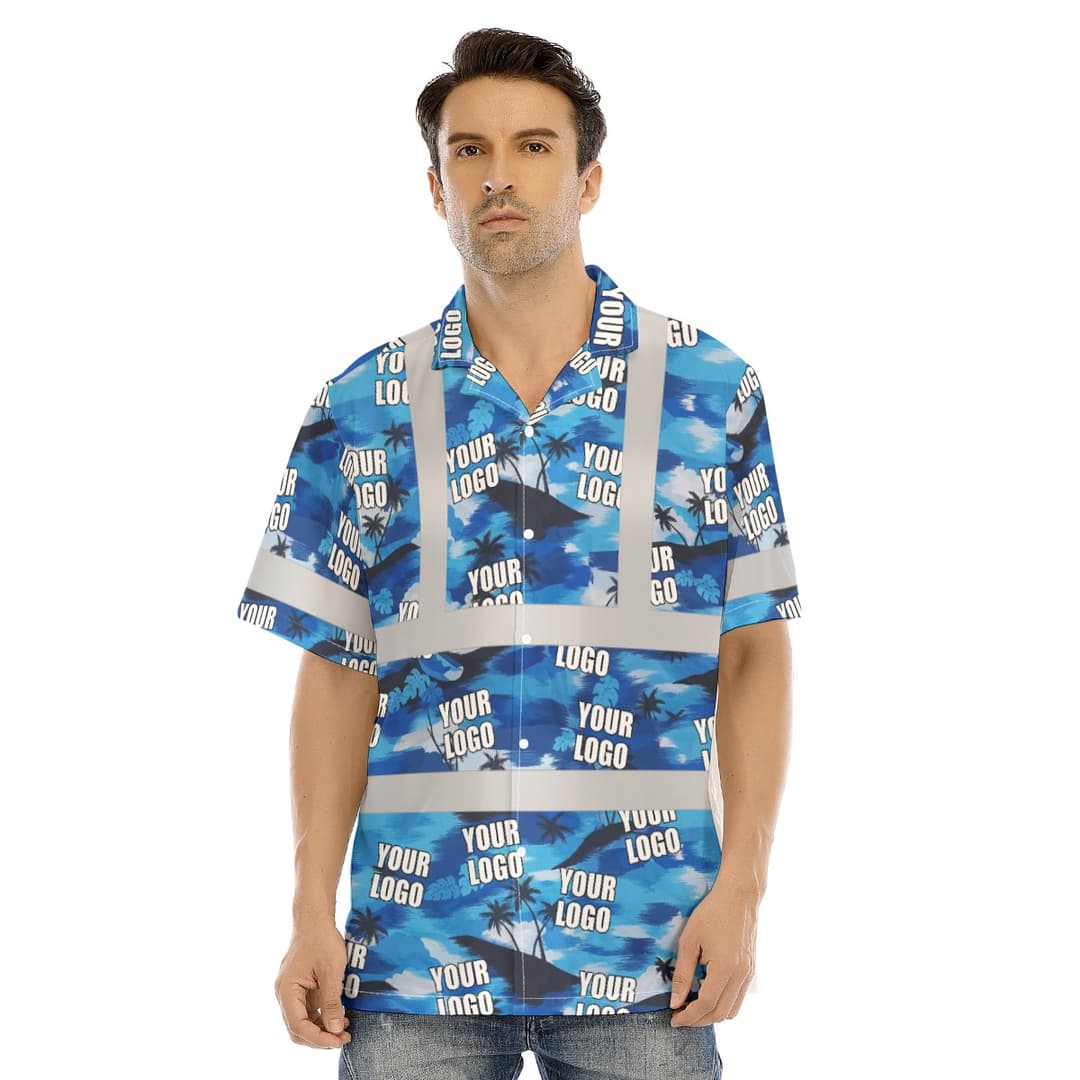 Custom Logo Hawaiian Construction Shirt With Reflective Strips