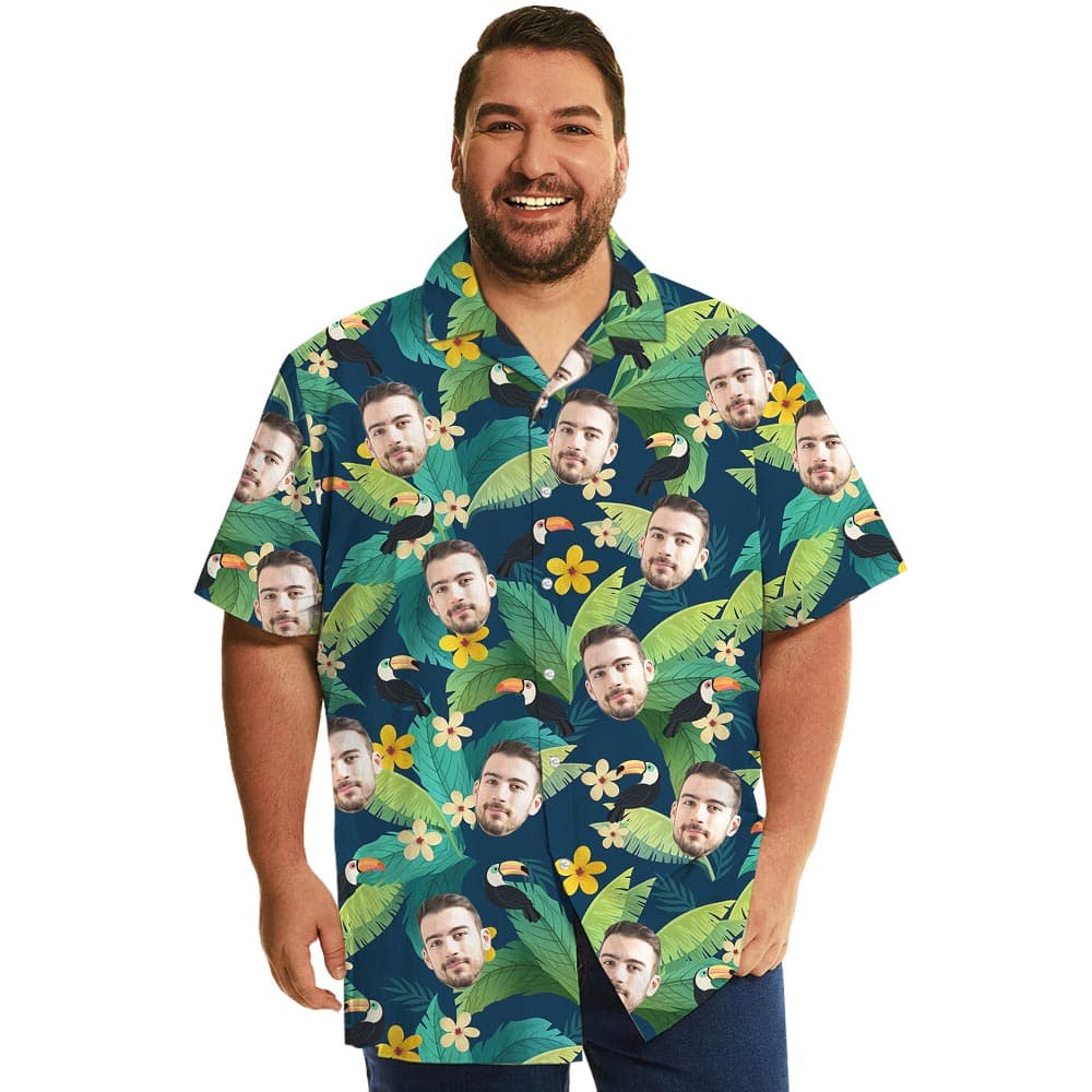 Custom Photo Toucan Tropical Shirt For Big And Tall Guys