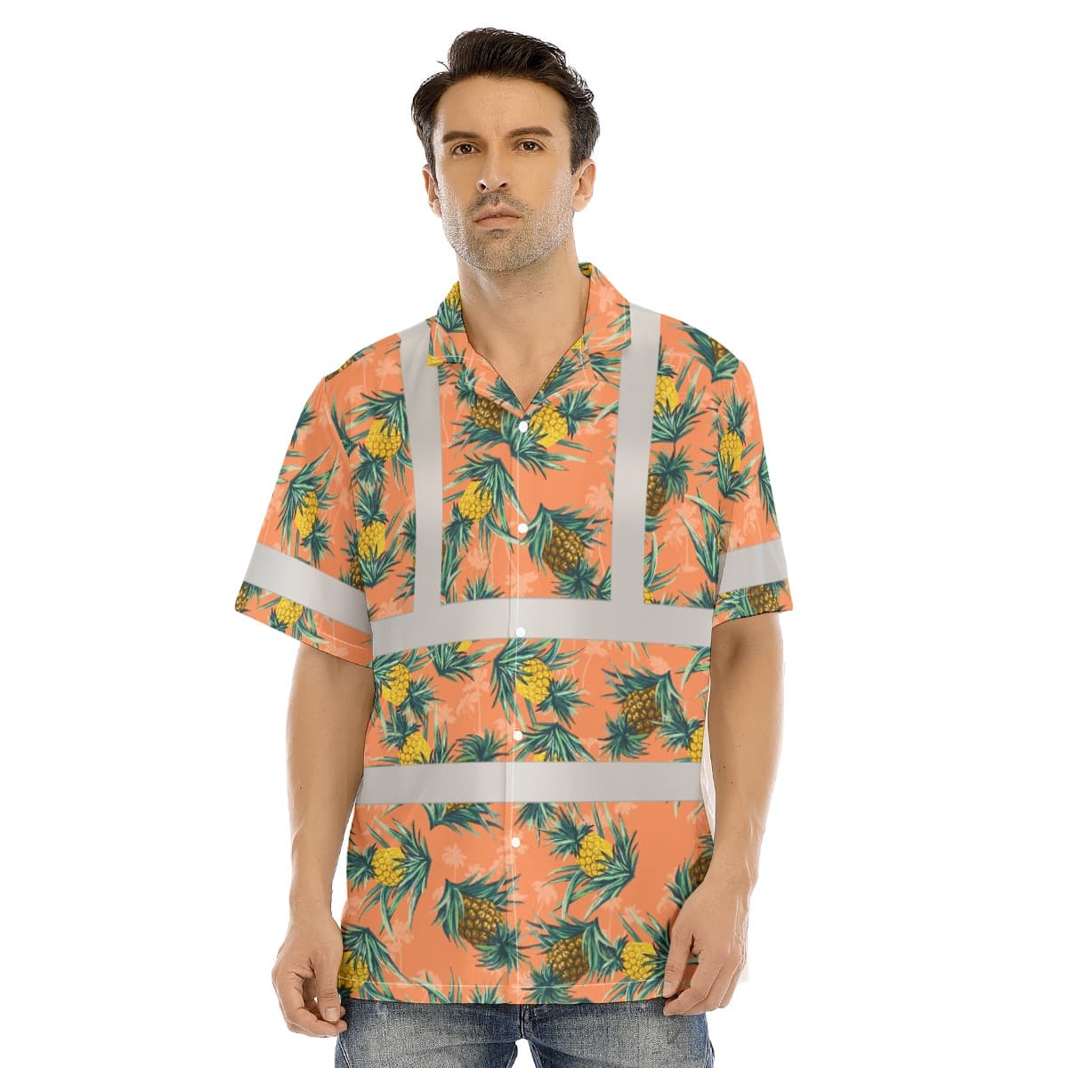 Orange Hawaiian Shirt With Reflective Stripe (2)