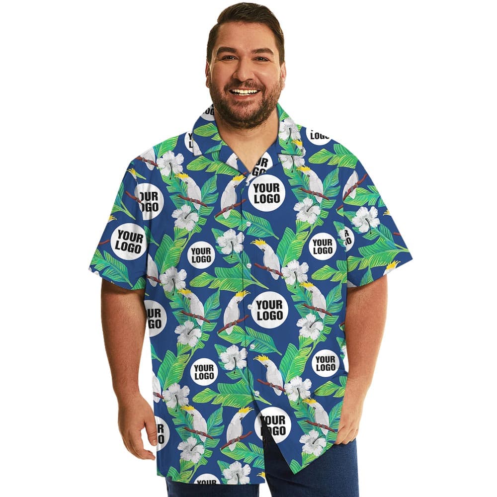 Plus Size Blue Parrot Hawaii Shirts Custom Logo With Preview