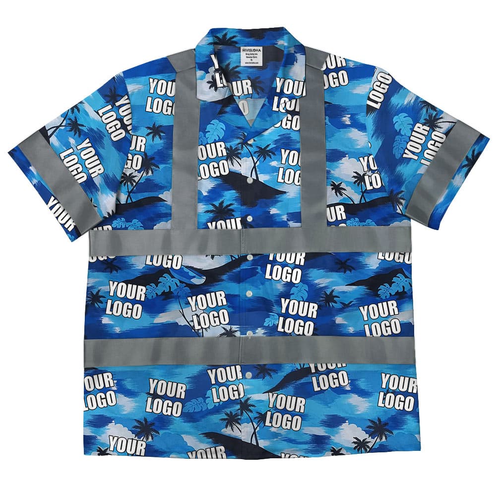 Custom Logo Hawaiian Construction Shirt With Reflective Strips