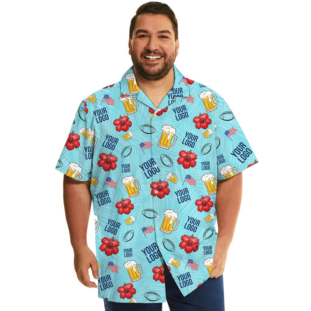 American Football Cheer Blue Hawaiian Shirt With Logo5