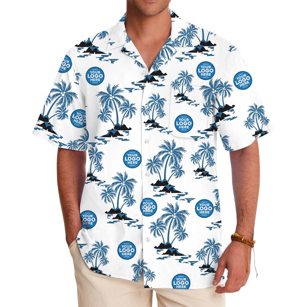 Beach Vibe White Hawaiian Shirt With Custom Logo
