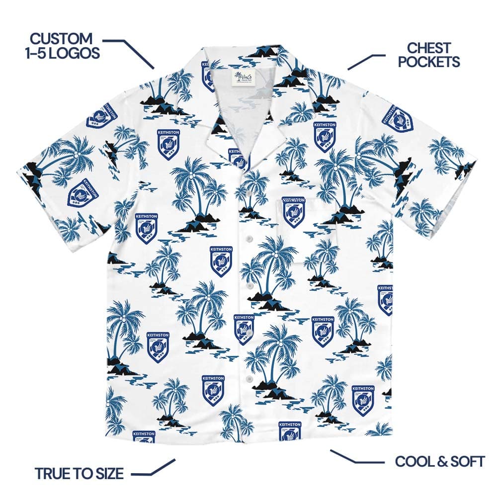 Beach Vibe White Hawaiian Shirt With Custom Logo