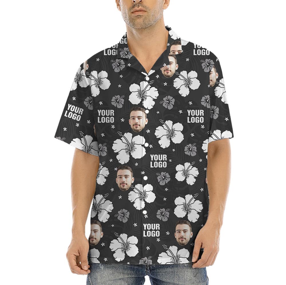 Black Hibiscus Bulk Custom Hawaiian Shirt No Minimum